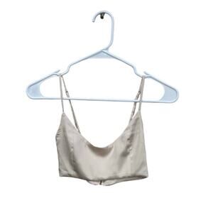 Oh Polly Crop Beige Silky Top size 0